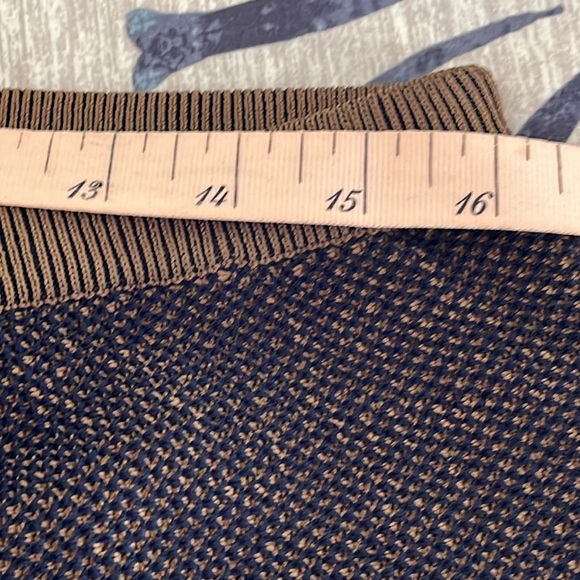 Jcrew A-line midi sweater skirt, light pecan/ navy, fringe wrap sizeL, nwt - Picture 9 of 10